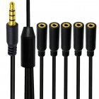 1/8 inch 4-Pole/3-Ring TRRS 1 Male to 5 Female Stereo Audio Extension Cable / Splitter