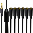 1/8 inch 4-Pole/3-Ring TRRS 1 Male to 6 Female Stereo Audio Extension Cable / Splitter