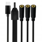 USB Type-C to Triple 3.5mm Female Audio Splitter Cable (1-in-3-out)