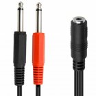 3.5mm 1/8" Aux Stereo Audio (TRS) Female to Dual 1/4 Inch 6.35mm Mono TS Male Y Splitter Cable 3.5mm 1/8" Aux Stereo Audio (TRS) Female to Dual 1/4 Inch 6.35mm Mono TS Male Y Splitter Cable