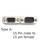15Pin D-Sub15 VGA Male to Female adapter | 15Pin D-Sub15 VGA Female to Female adapter