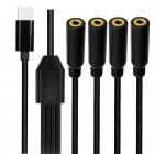 USB Type-C to 4-Port 3.5mm Female Audio Splitter Cable (1-in-4-out)