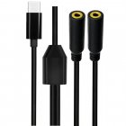 USB Type-C to Dual 3.5mm Female Audio Splitter Cable (1-in-2-out)