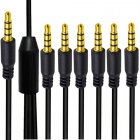 1 to 6-Ways 3.5mm (1/8") TRRS 4-Pole Male to 6-Male Stereo Audio Splitter Cable