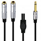 1/4" 6.35mm Mono Plug/Male to Dual 1/4" 6.35mm Jack/Female Splitter Adapter Cable 1/4" 6.35mm Mono Plug/Male to Dual 1/4" 6.35mm Jack/Female Splitter Adapter Cable