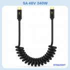 Coiled Stretchable Straight USB‑C to Right-Angle USB‑C USB4 Cable