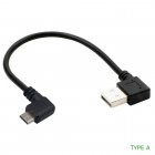Super Short Angled USB A Male to Angled Micro USB Male for Smartphone / USB Gadgets